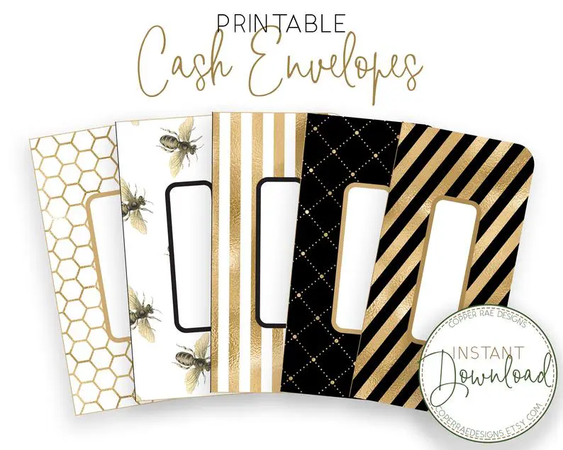 gold and black cash envelope printable