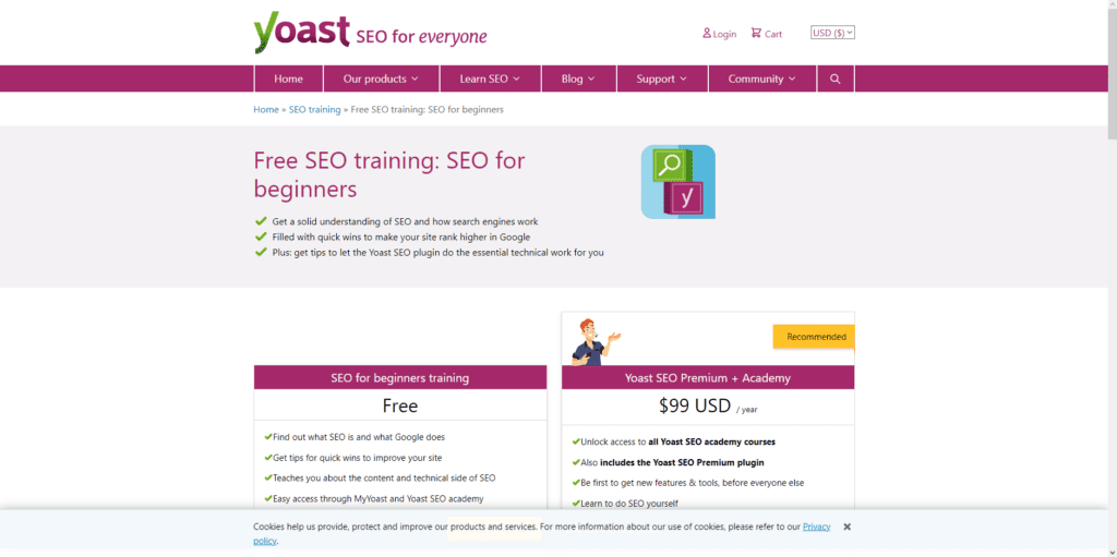 yoast homepage screenshot