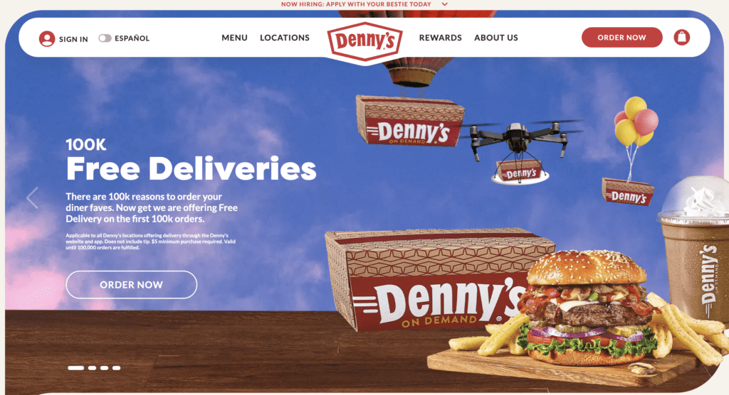 denny's homepage