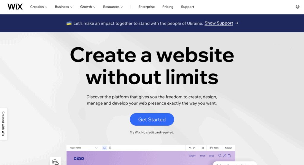 wix landing page