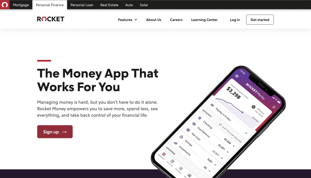 rocket money homepage